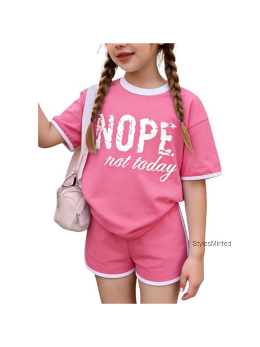 Girls 2 Piece Shorts Set Letter Print T-Shirt with Pockets, Summer Outfit Kids